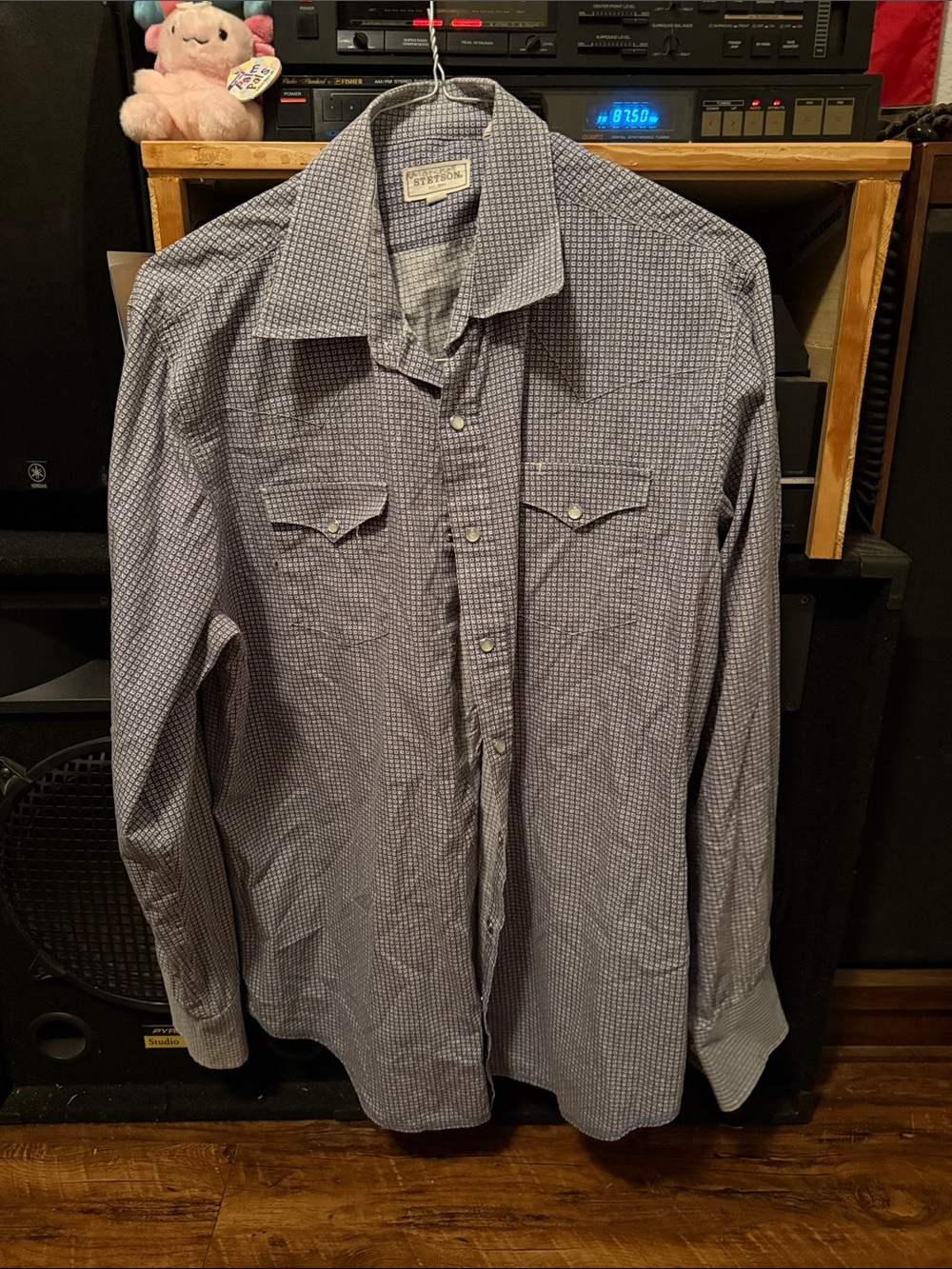 Stetson Men's Blue Micro-Check Western Button-Down Shirt